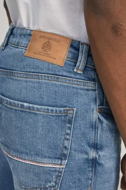 Springfield Jeans Slim Lavagem Media Azul Aco Online