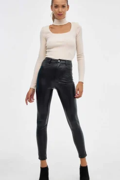 Inside Calcas-Leggings Cintura Alta Efeito Pele