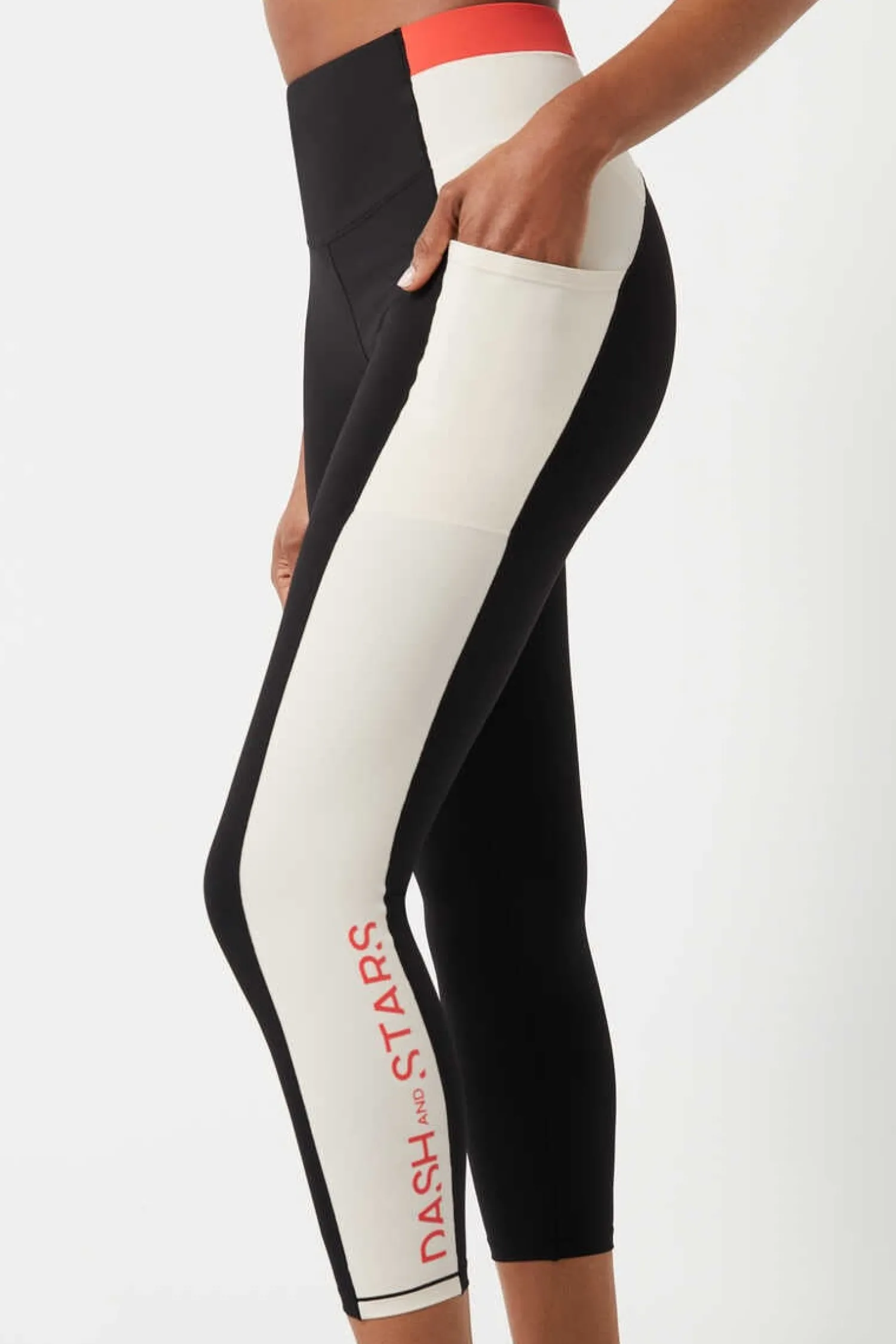 Dash and Stars Calcas-Leggings Crop Color Block 4D Stretch