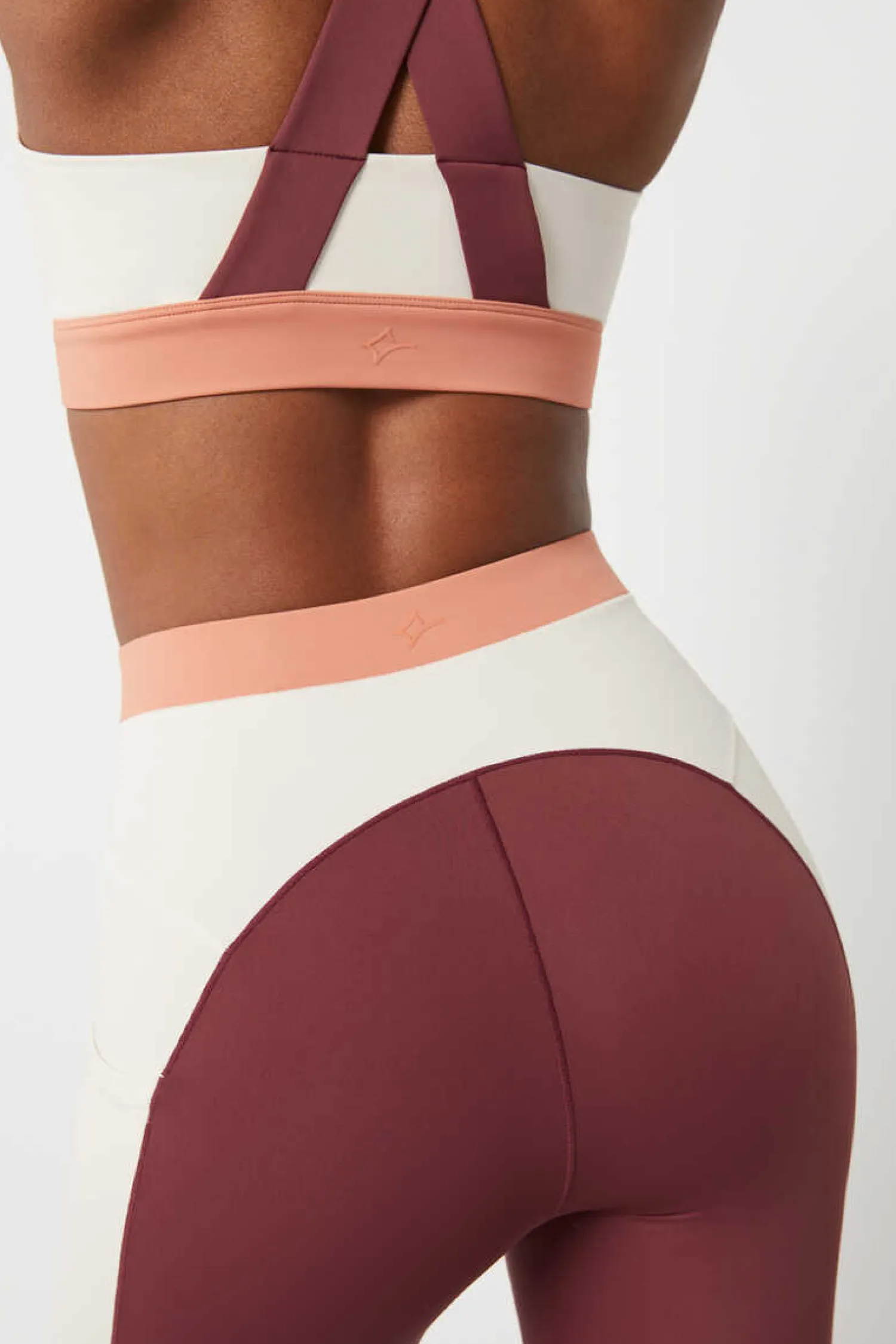 Dash and Stars Calcas-Leggings Crop Color Block Grena 4D Stretch