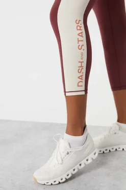 Dash and Stars Calcas-Leggings Crop Color Block Grena 4D Stretch