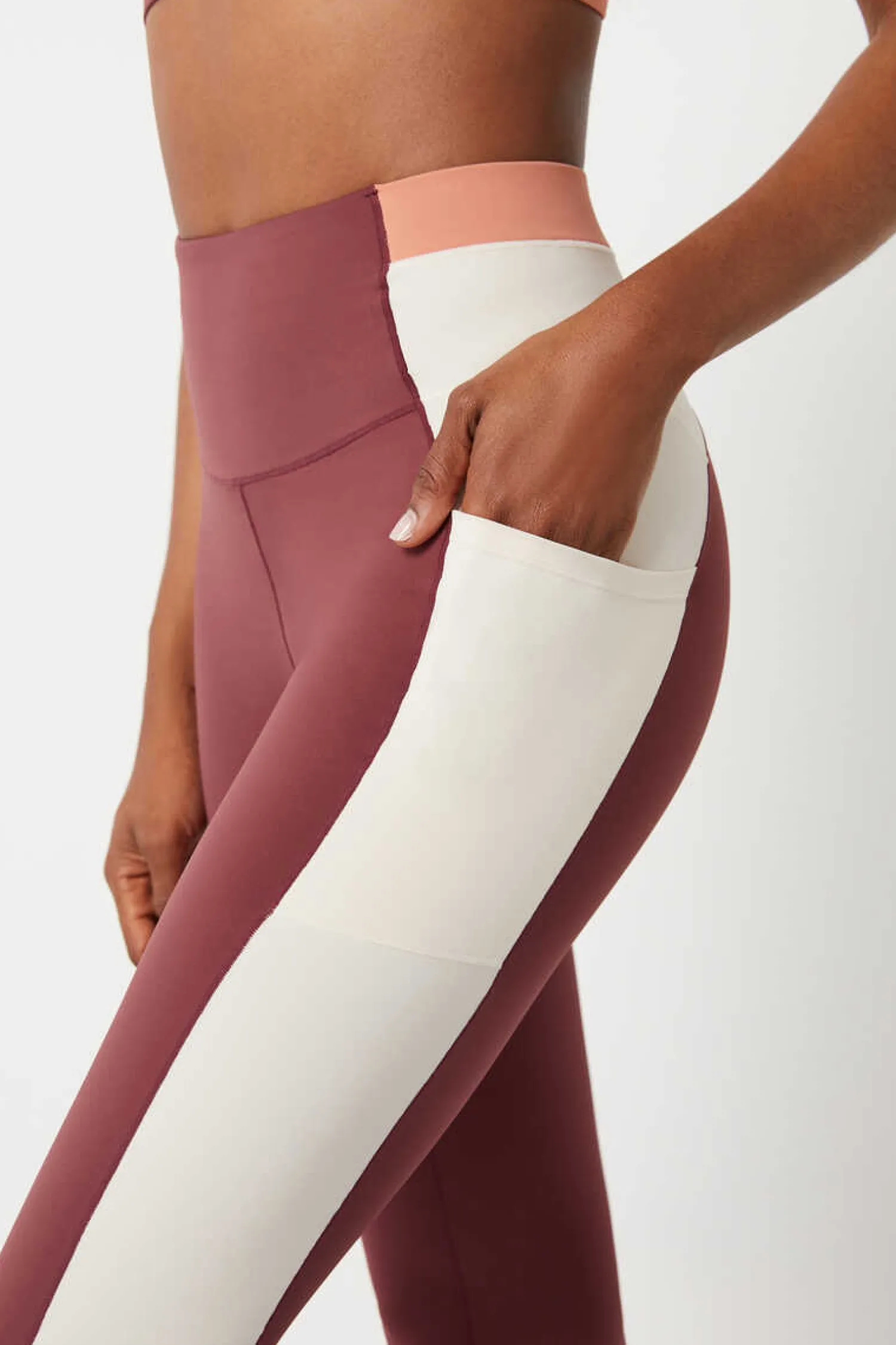 Dash and Stars Calcas-Leggings Crop Color Block Grena 4D Stretch