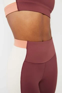 Dash and Stars Calcas-Leggings Crop Color Block Grena 4D Stretch