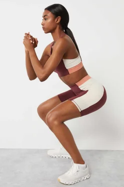 Dash and Stars Calcas-Malhas Ciclista Color Block Grena 4D Stretch