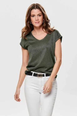 Only T-Shirts-Manga Curta Com Decote Em V