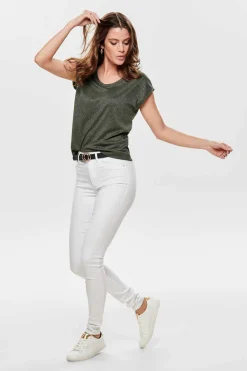 Only T-Shirts-Manga Curta Com Decote Em V