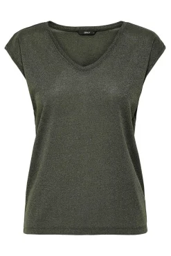 Only T-Shirts-Manga Curta Com Decote Em V