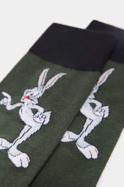 Springfield Meia Alta Do Bugs Bunny Com Posicional Verde Escuro