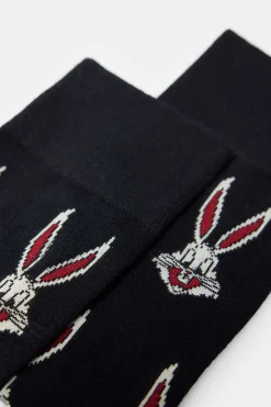 Springfield Meia Alta Do Bugs Bunny Em Jacquard Marinho Online