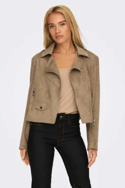 Only Blusoes E Casacos-Motociclista De Couro Sintetico