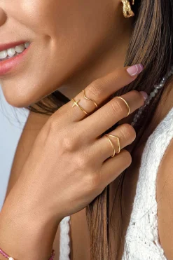 Singularu Bijuteria-Pack 5 Aneis Nefertiti Ouro