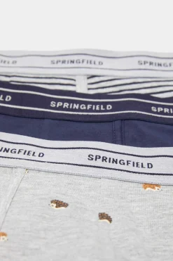 Springfield Pack 3 Boxers Algodao Estampado Ouricos Marinho New