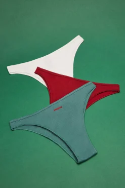 HI&BYE Roupa Interior-Pack 3 Cuecas Brasileiras Multicoloridas: Branco, Verde, Bordo