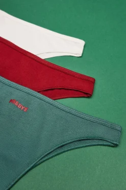 HI&BYE Roupa Interior-Pack 3 Cuecas Brasileiras Multicoloridas: Branco, Verde, Bordo