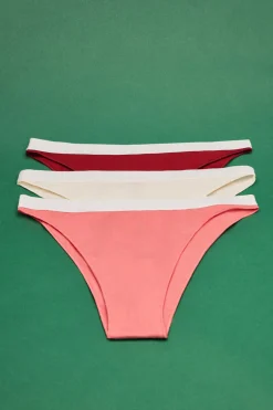 HI&BYE Roupa Interior-Pack 3 Cuecas Brasileiras Multicoloridas: Rosa, Amarelo, Bordeaux