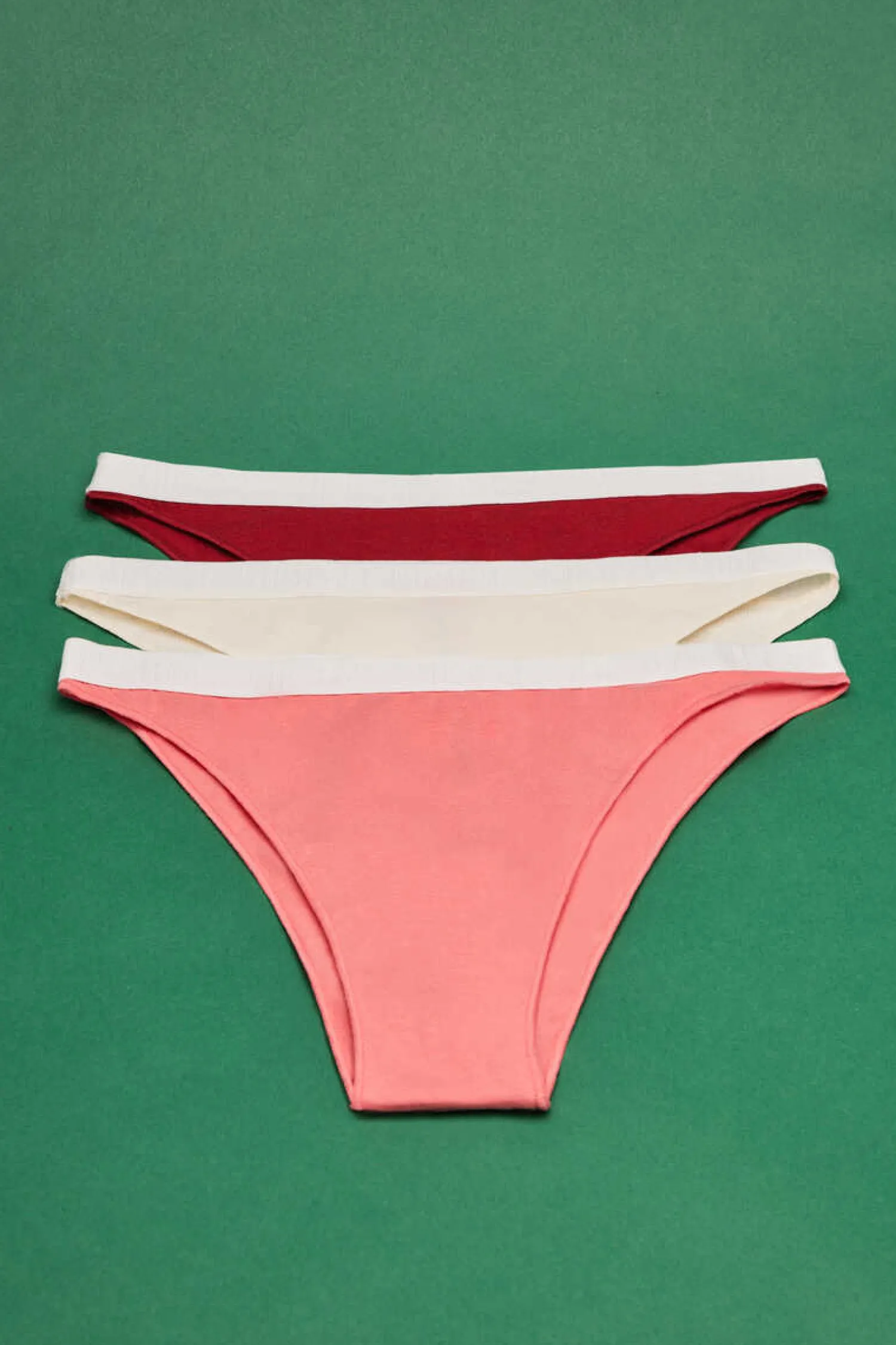 HI&BYE Roupa Interior-Pack 3 Cuecas Brasileiras Multicoloridas: Rosa, Amarelo, Bordeaux