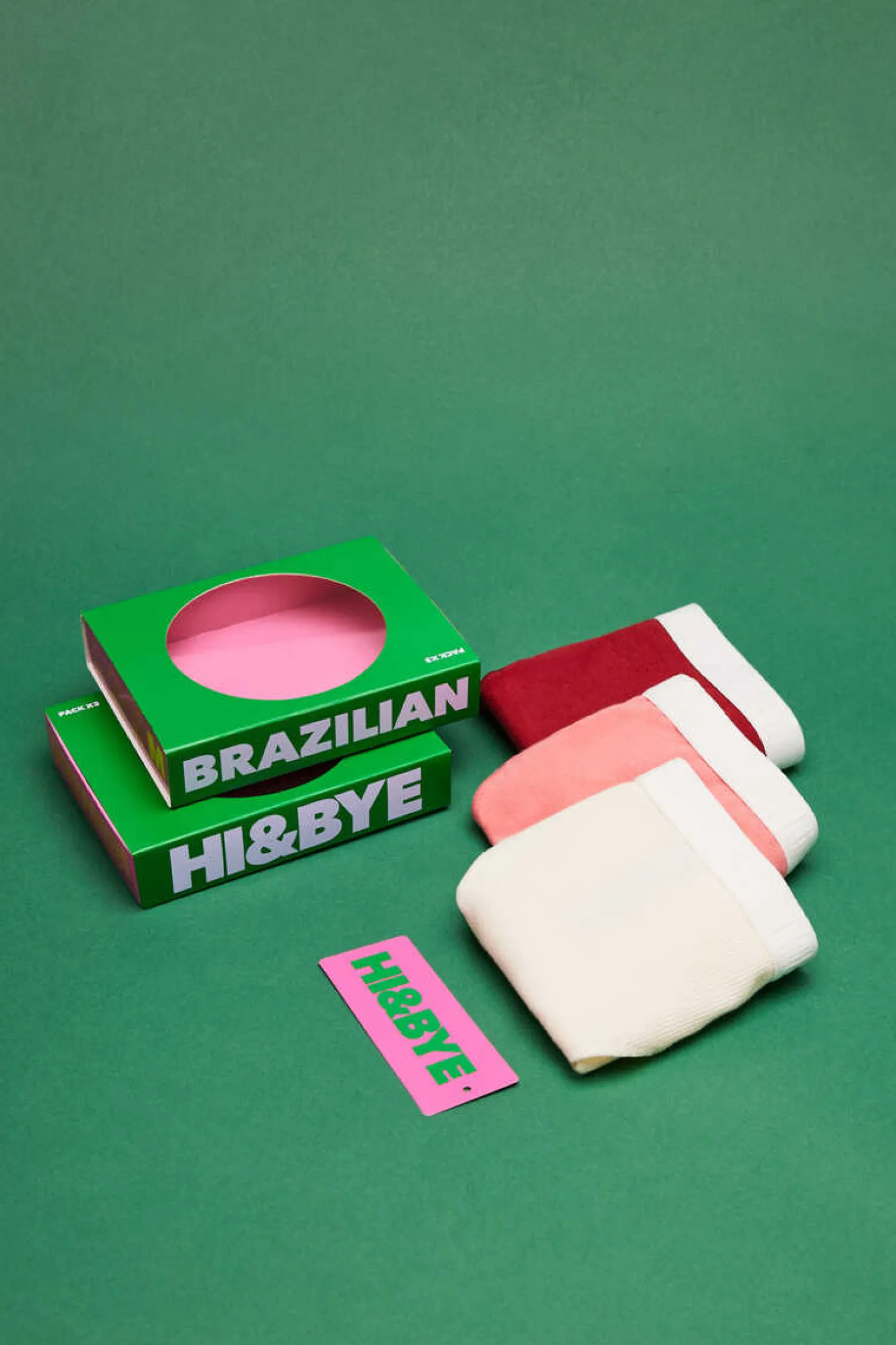 HI&BYE Roupa Interior-Pack 3 Cuecas Brasileiras Multicoloridas: Rosa, Amarelo, Bordeaux