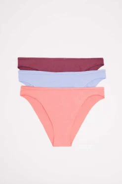 HI&BYE Roupa Interior-Pack 3 Cuecas Classicas Multicoloridas: Rosa, Lilas, Bordo