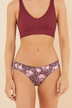 Women'secret Calcinhas-Pack 7 Cuequinhas Algodao Flores Grena