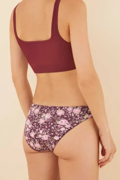 Women'secret Calcinhas-Pack 7 Cuequinhas Algodao Flores Grena