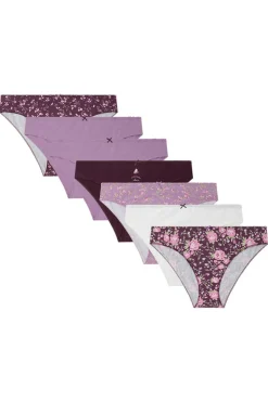 Women'secret Calcinhas-Pack 7 Cuequinhas Algodao Flores Grena