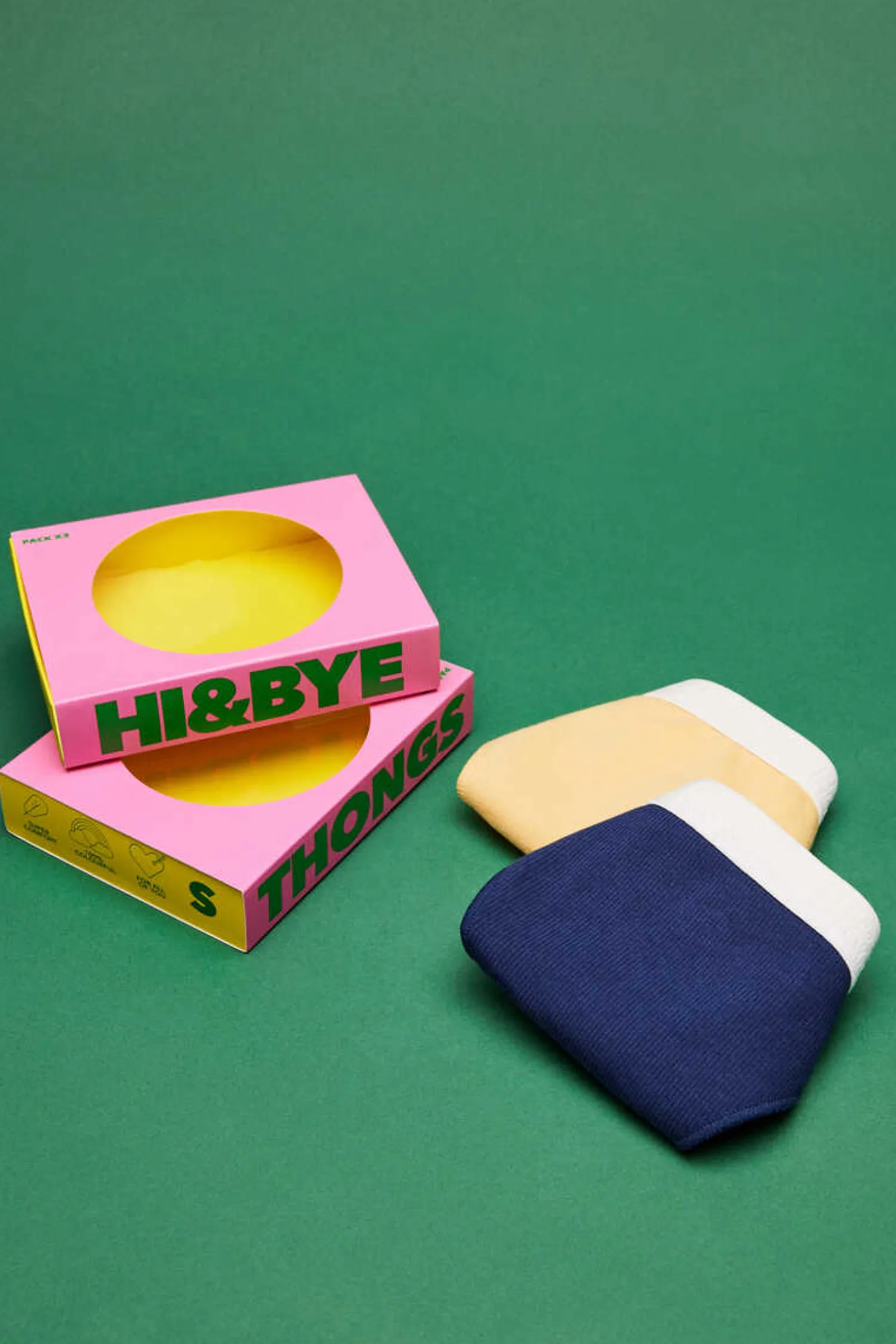 HI&BYE Roupa Interior-Pack 3 Cuequinhas Tanga Multicolor: Amarelo, Navy, Branco