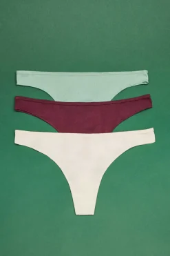 HI&BYE Roupa Interior-Pack 3 Tangas Multicoloridas: Verde, Amarelo, Bordo