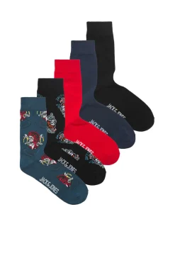 Jack & Jones Pack De 5 Meias Altas Print Caveiras Preto Best