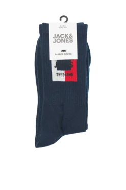 Jack & Jones Pack De 5 Meias Altas Print Logo Preto Discount
