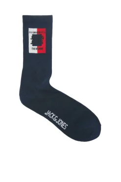 Jack & Jones Pack De 5 Meias Altas Print Logo Preto Discount