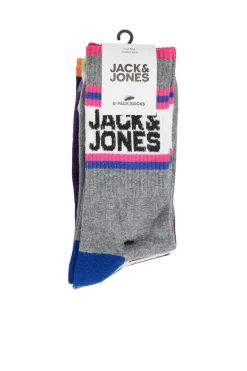 Jack & Jones Pack De 5 Meias Altas Print Desportivo De Riscas Marinho Hot