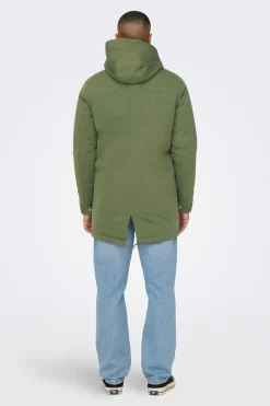 Only & Sons Parka Acolchoada Capuz Verde Hot