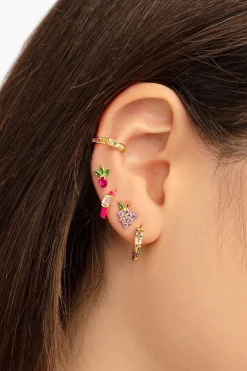 Singularu Bijuteria-Pendiente Suelto Tropical Grape Plata Bano Oro