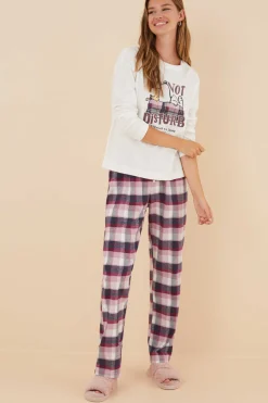 Women'secret Pijamas-Pijama 100% Algodao Snoopy Flanela