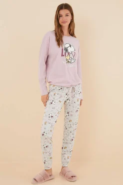Women'secret Pijamas-Pijama 100% Algodao Snoopy Love
