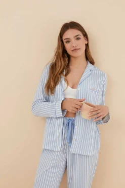 Women'secret Pijamas-Pijama Camiseiro 100% Algodao Riscas