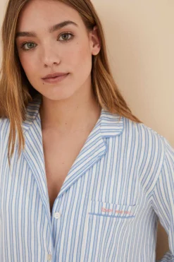 Women'secret Pijamas-Pijama Camiseiro 100% Algodao Riscas