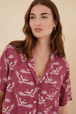 Women'secret Pijamas-Pijama Camiseiro Com Estampado De Garcas De Moniquilla