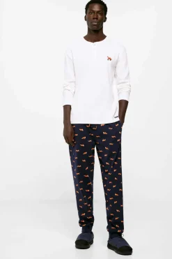 Springfield Pijama Comprido Algodao Malha Raposa Azul Hot