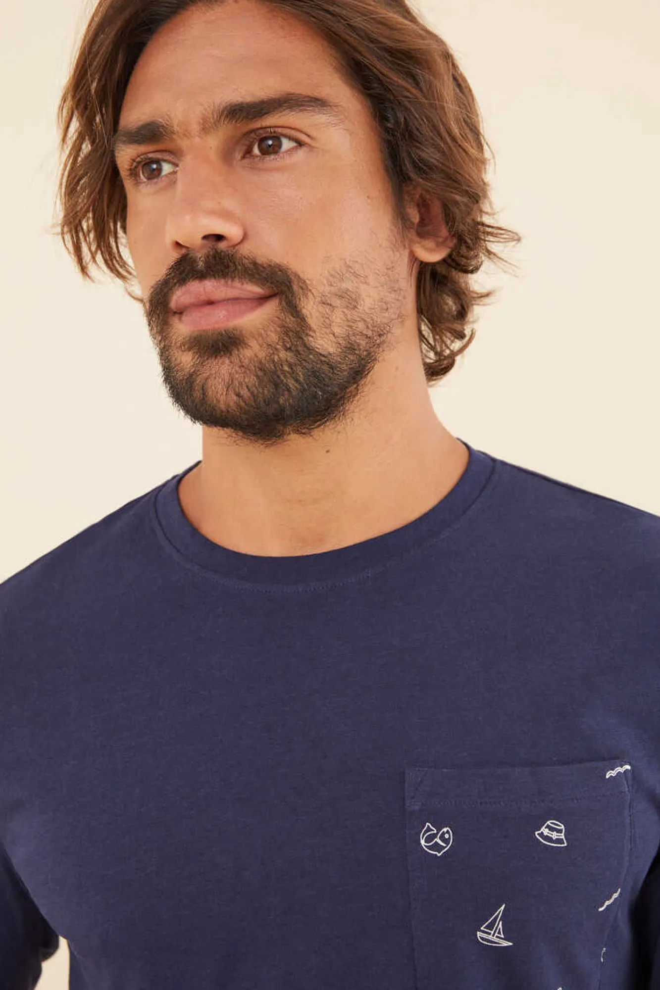 Women'secret Pijama Comprido De Homem 100% Algodao Pesca Azul New