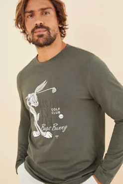 Women'secret Pijama Comprido Homem 100% Algodao Bugs Bunny Beige Hot