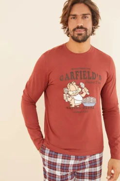 Women'secret Pijama Comprido Homem 100% Algodao Garfield Vermelho Best