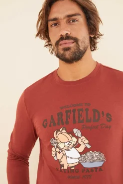 Women'secret Pijama Comprido Homem 100% Algodao Garfield Vermelho Best