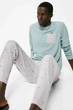 Springfield Pijama Comprido Malha Algodao Bicicleta Cinza Discount