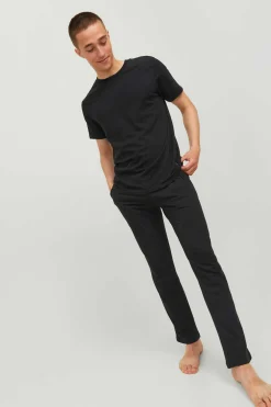 Jack & Jones Pijama De Manga Curta E Calcas Compridas Preto New