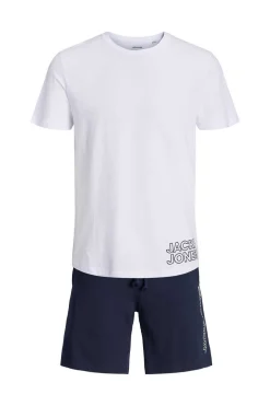Jack & Jones Pijama De Manga Curta E Calcas Curtas Branco Discount