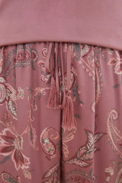 Women'secret Pijamas-Pijama Manga Curta Calcas Compridas Flores Viscose Cetim