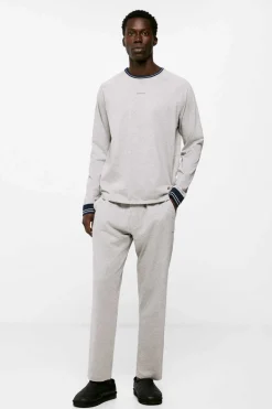 Springfield Pijama Monocolorido, Comprido Em Malha Algodao Cinzento Melange Cinza Sale