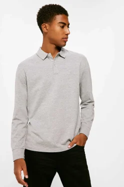 Springfield Polo Basico Manga Comprida Cinza Discount
