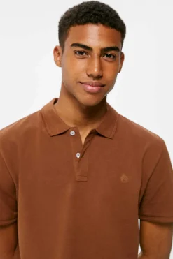 Springfield Polo Basico Pique Slim Castanho Outlet